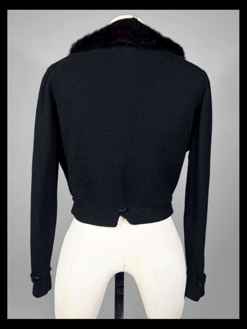 Bernhard Altmann 1950s 100% Pure Cashmere Cropped Bolero Detachable Real Fur - Picture 4 of 10